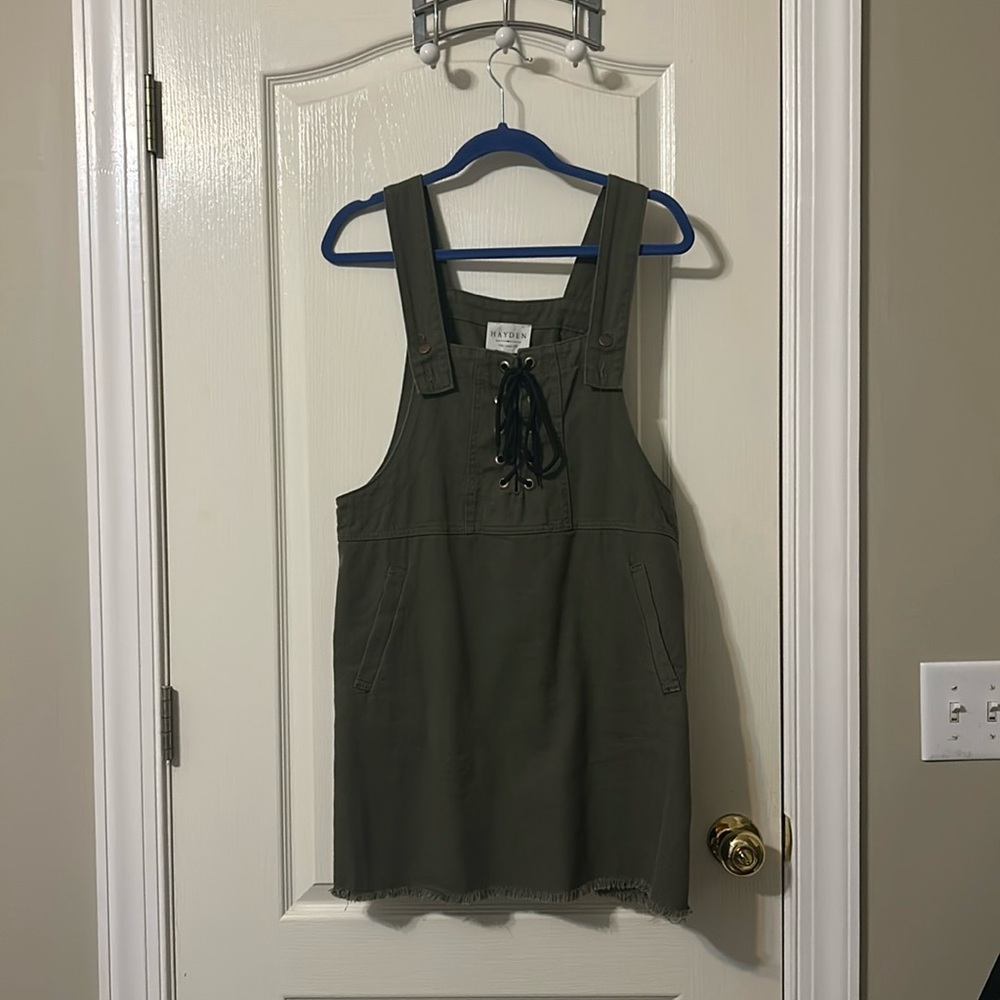 Army green coverall mini dress